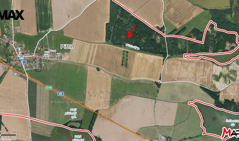 Prodej lesa 1 919 m², Pištín – fotka 1 z 11