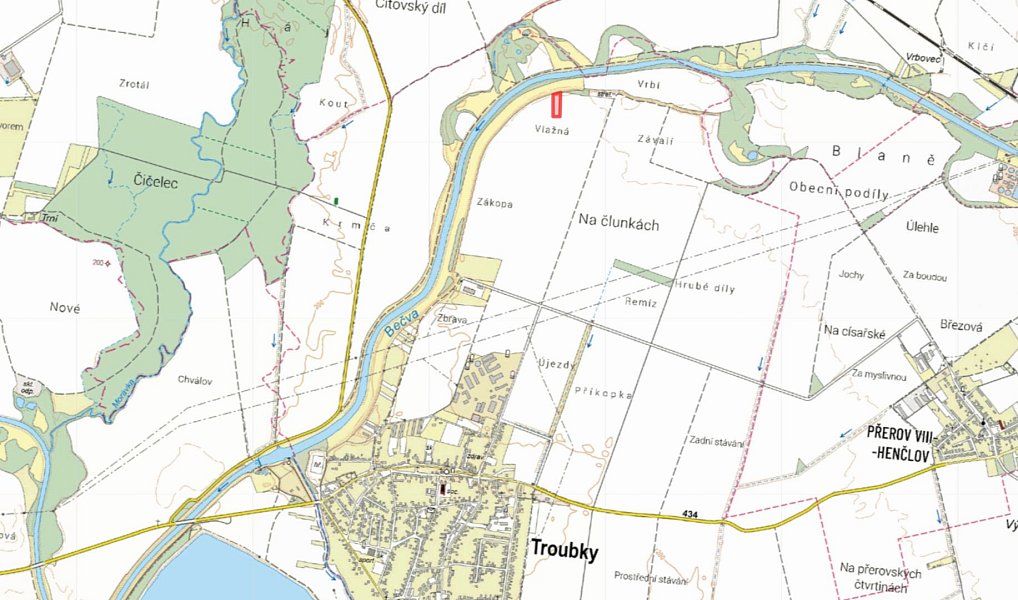 Prodej pole 2 892 m², Troubky – náhled fotky 2