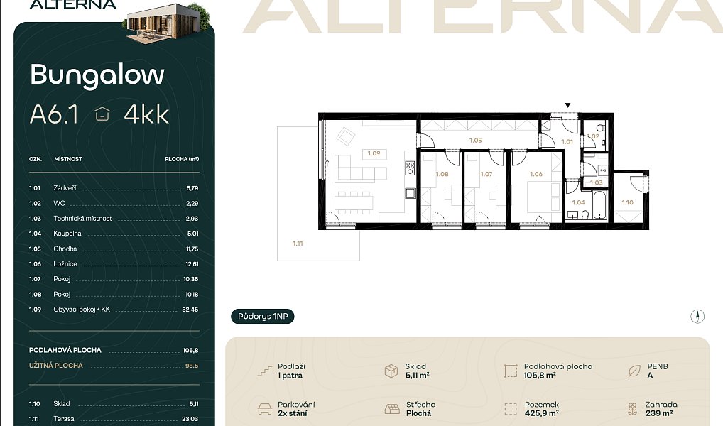 Prodej domu 106 m² s pozemkem 425 m², Sluštice – náhled fotky 8