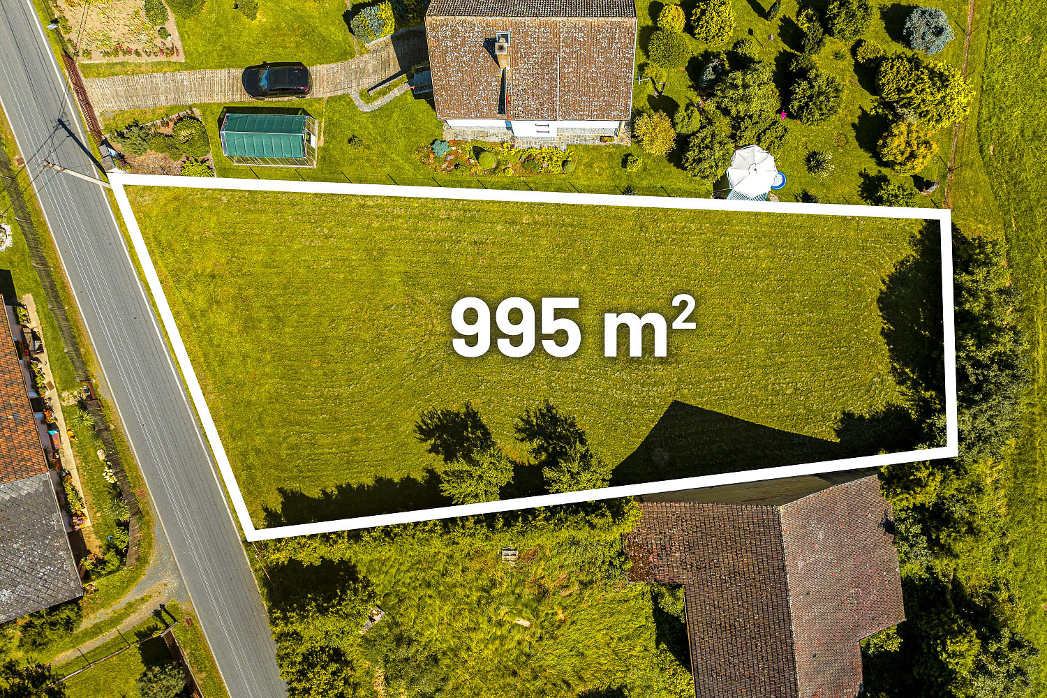 995 m², stavební parcela, Zahrádka U Čížkova, pravidelný a rovinatý pozemek – pohled 3