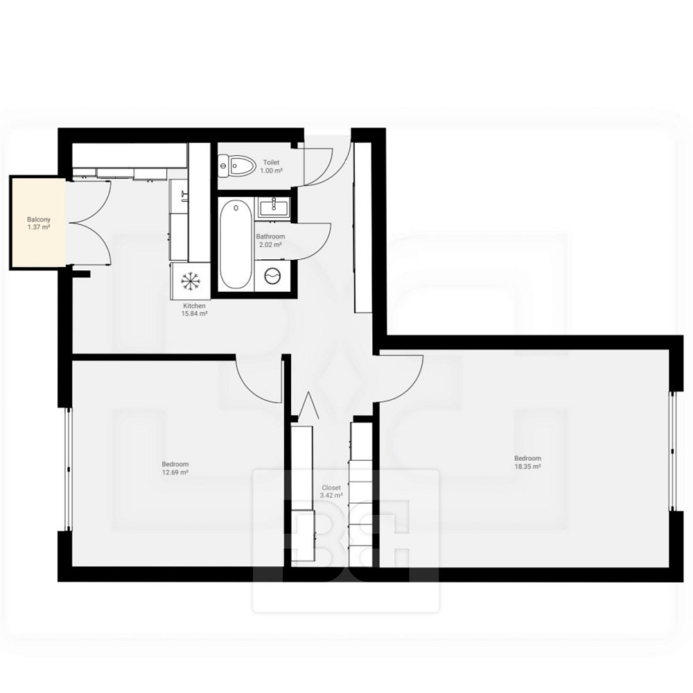 Pronájem bytu 2+1 57 m² – fotografie 3