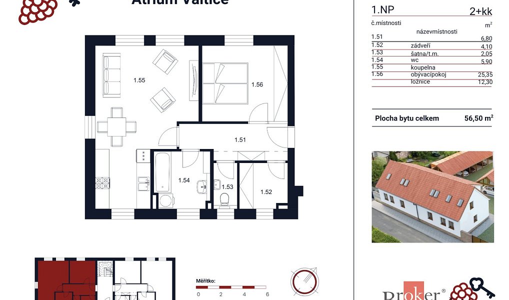 Prodej bytu 2+kk 56 m², Valtice – náhled fotky 13