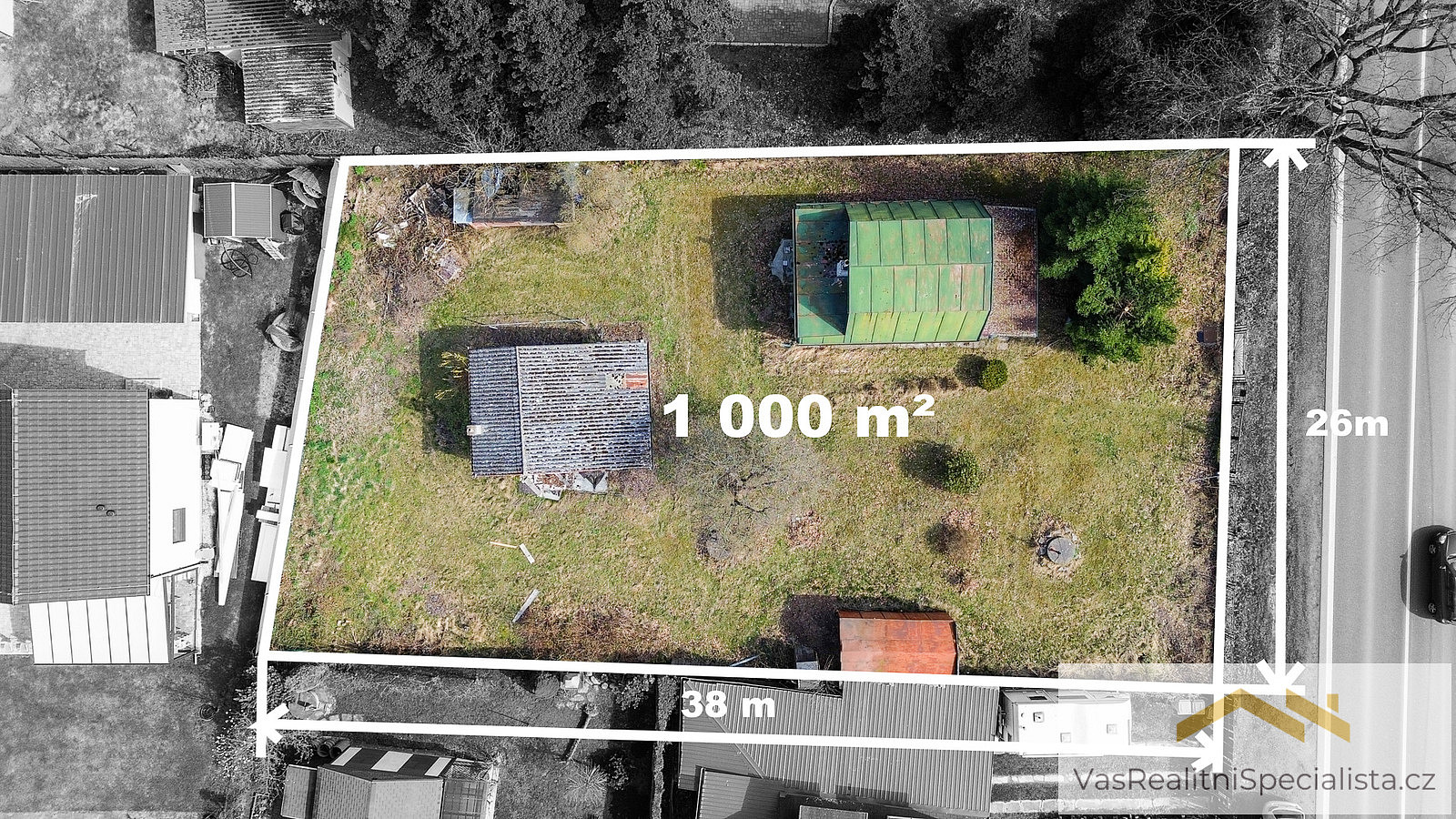 Prodej stavebního pozemku 1 000 m² – pohled 5
