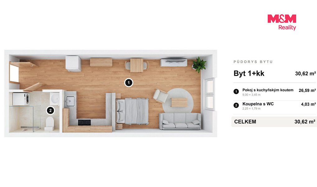 Prodej bytu 1+kk 30 m², Třeboň – náhled fotky 9