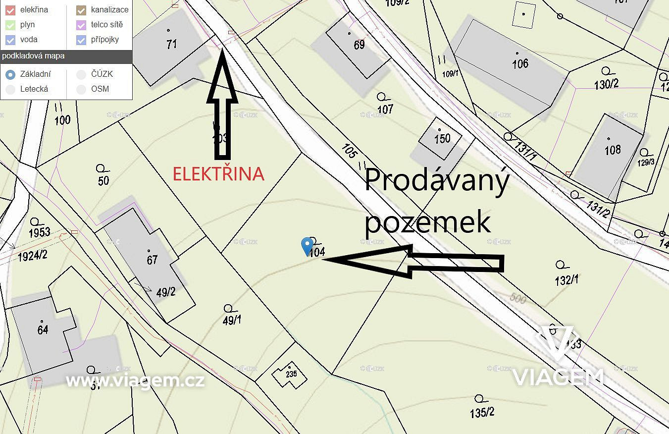 Prodej stavebního pozemku 1 011 m² – pohled 3