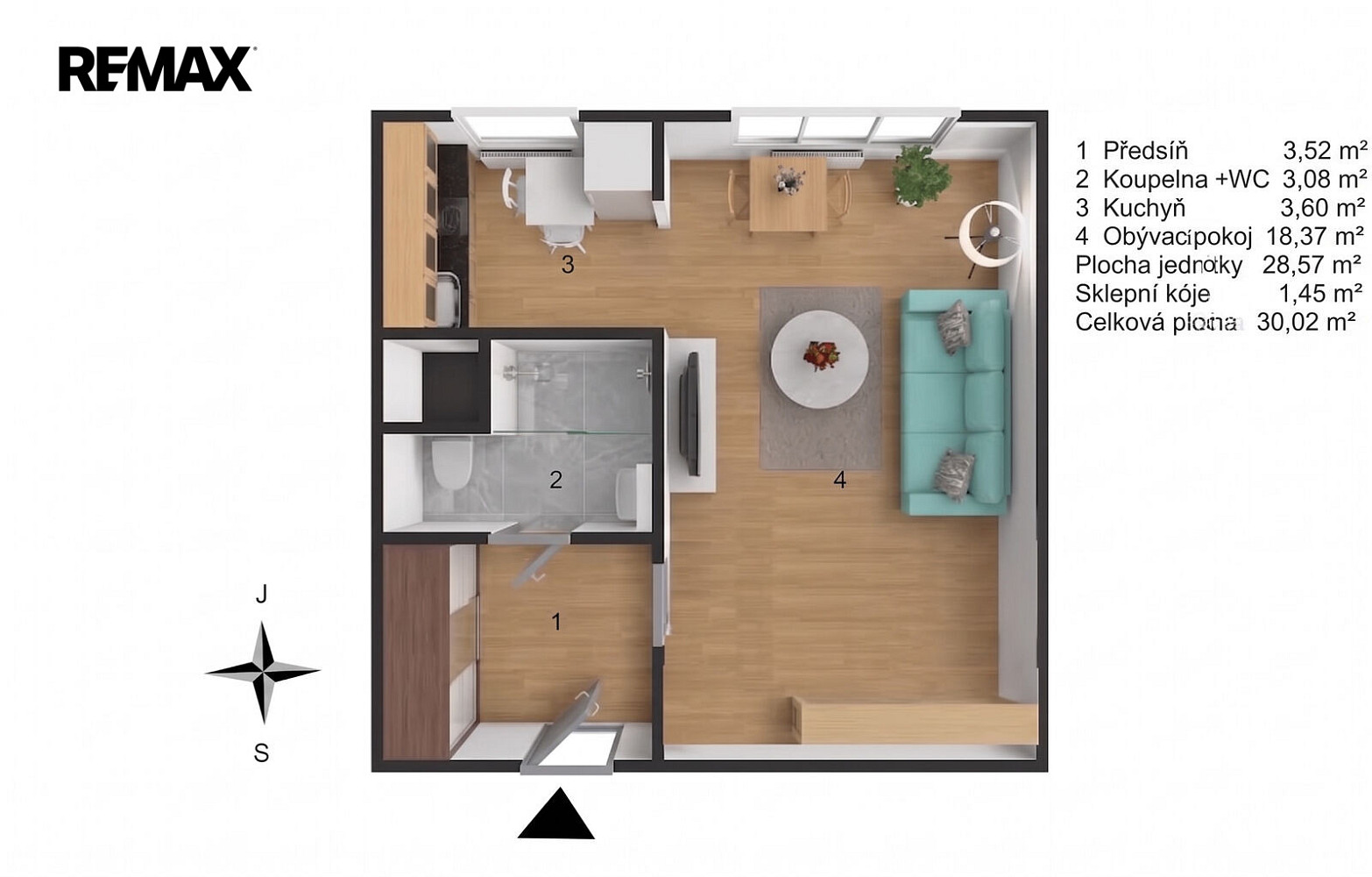 Pronájem bytu 1+1 30 m² – fotografie 3