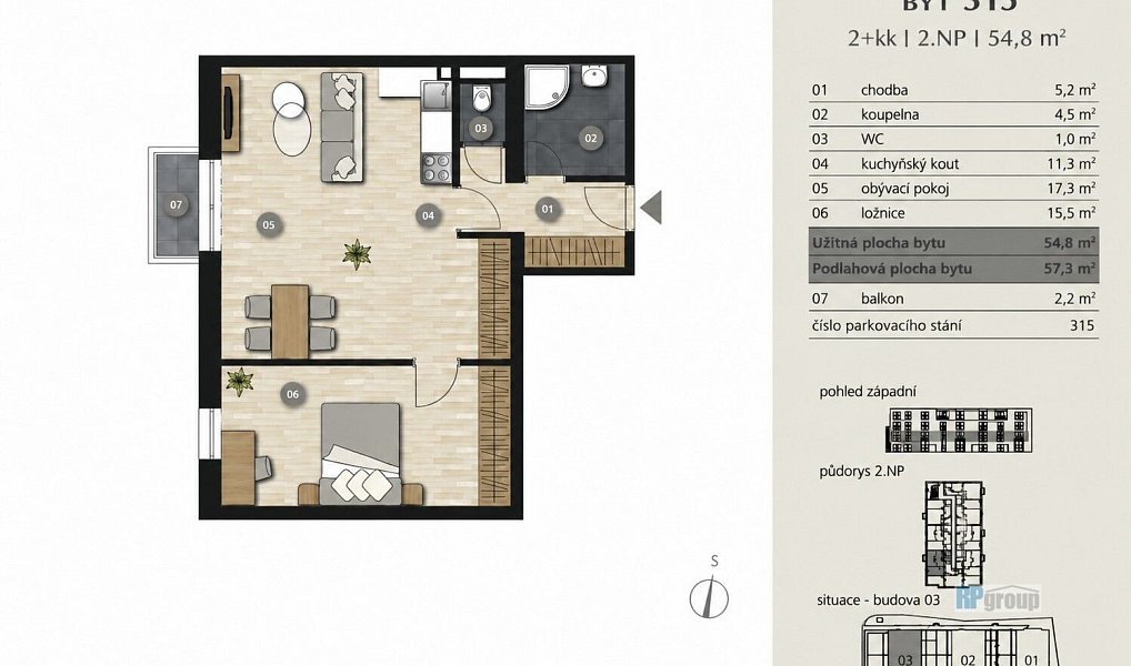 Prodej bytu 2+kk 57 m², Jesenice – náhled fotky 3