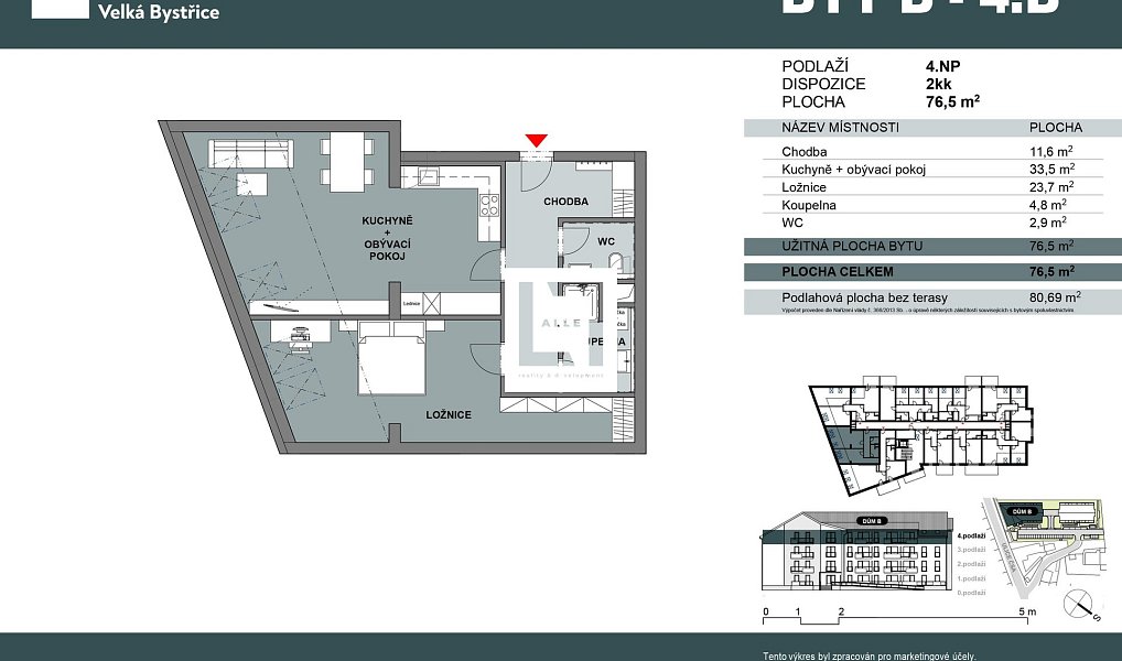 Prodej bytu 2+kk 77 m², Velká Bystřice – náhled fotky 2