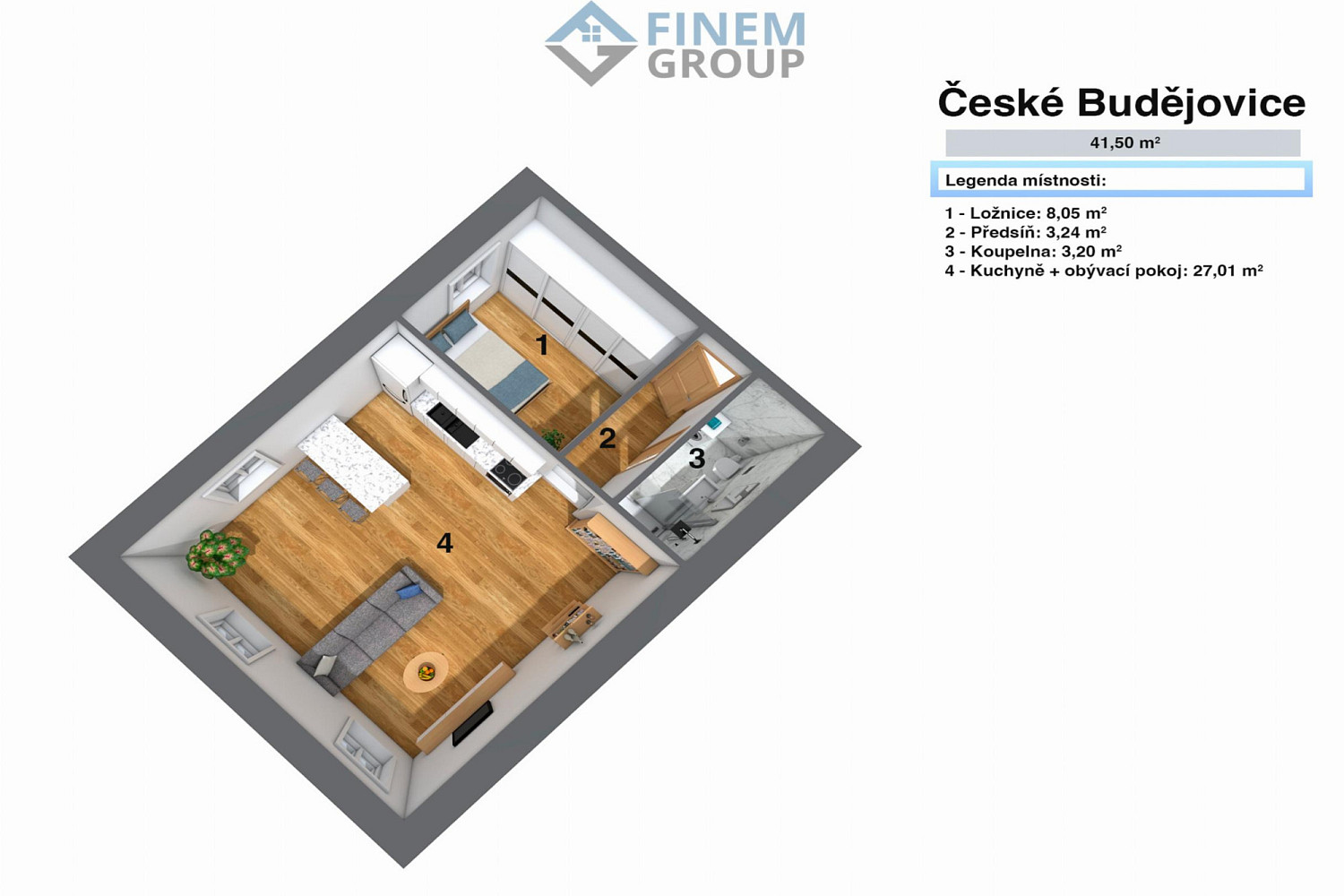 Prodej bytu 2+kk 41 m²
