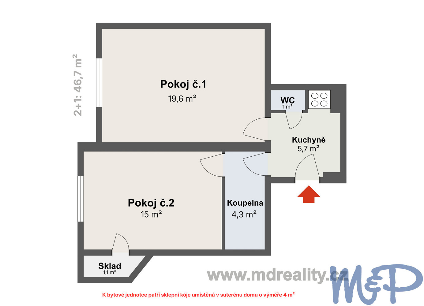 Prodej bytu 2+1 47 m² – fotografie 2