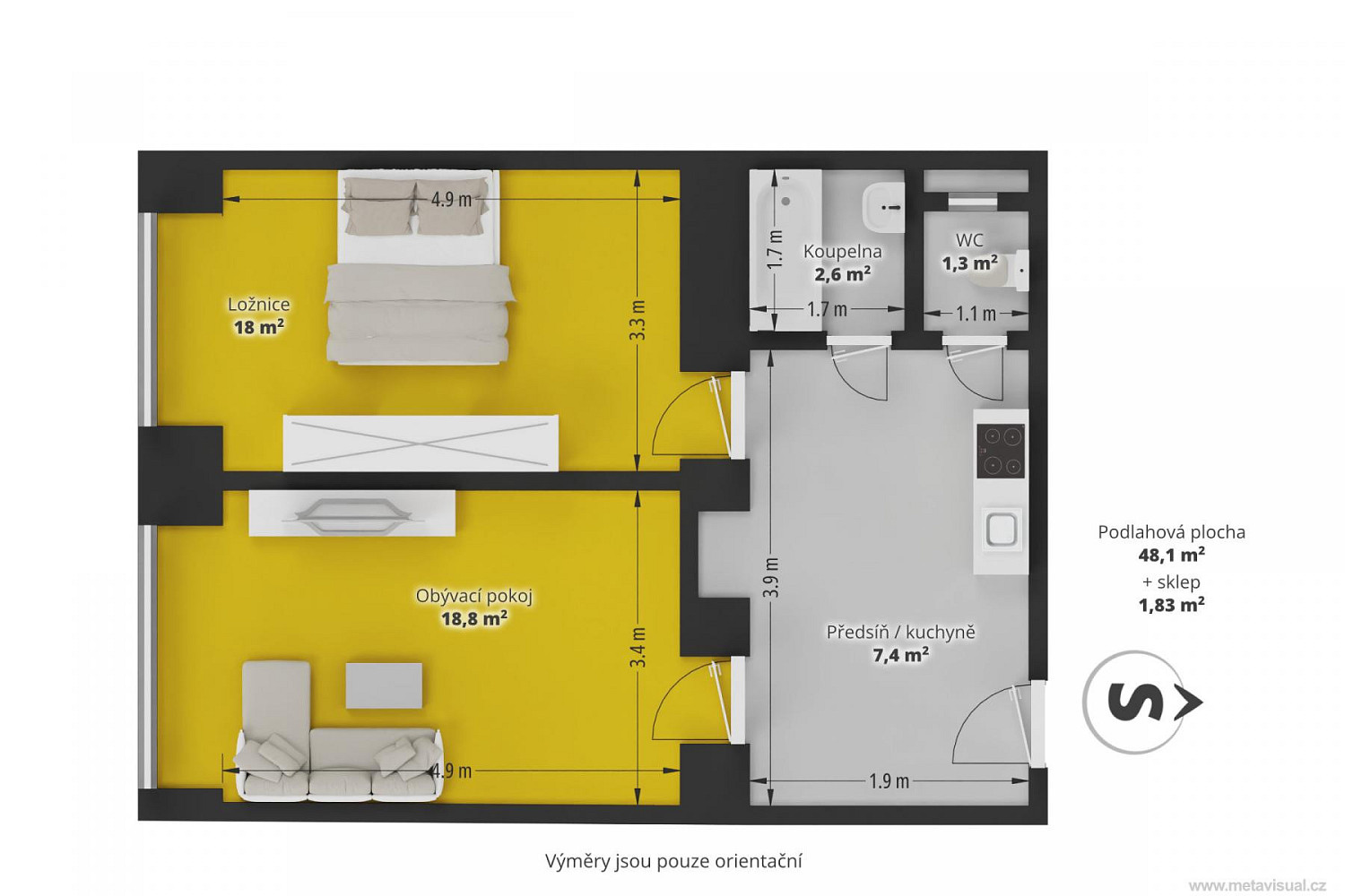 Prodej bytu 2+kk 48 m² – fotografie 2