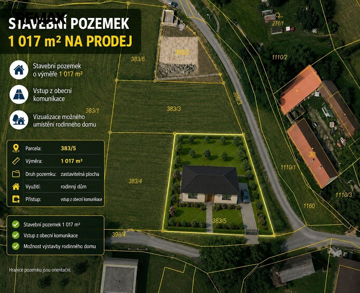 Prodej stavebního pozemku 1 017 m²