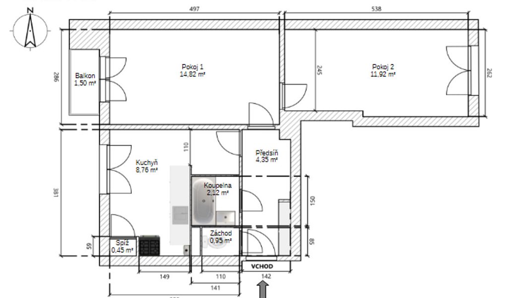 Prodej bytu 2+1 45 m², Brno – náhled fotky 2