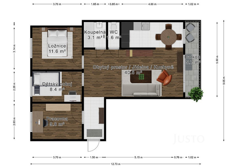 Prodej bytu 4+kk 77 m² – fotografie 3