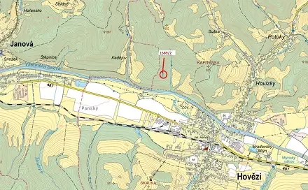 Dražba lesa 910 m², Hovězí