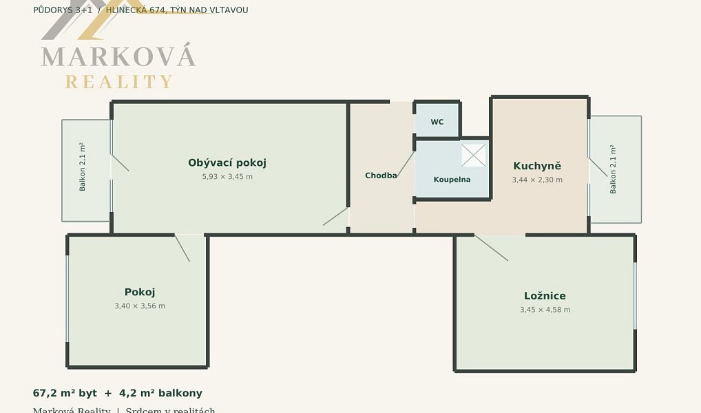 Prodej bytu 3+1 73 m², Týn nad Vltavou – náhled fotky 17