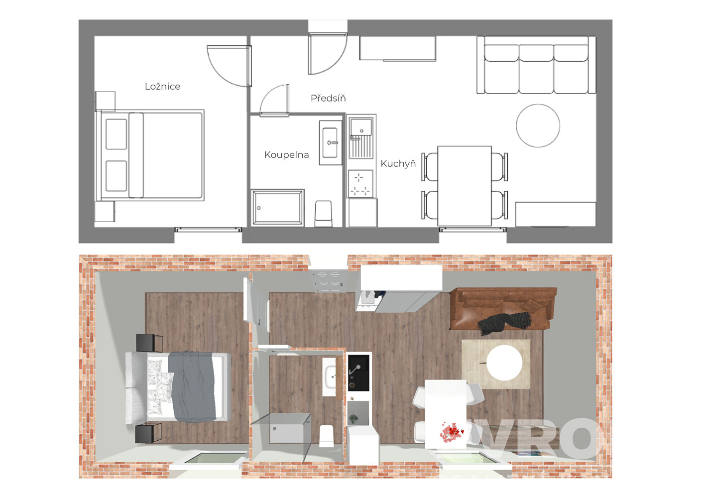 Prodej bytu 2+kk 47 m² – pohled 4
