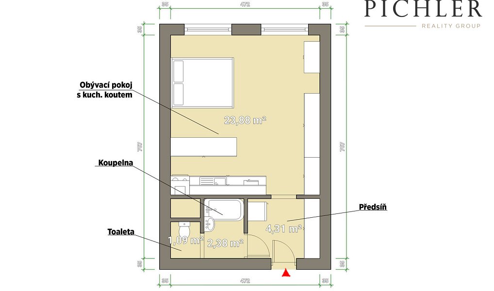 Pronájem bytu 1+kk 31 m², Plzeň – náhled fotky 16