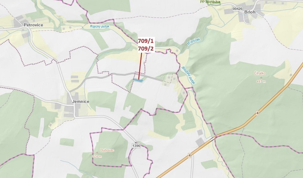 Dražba lesa, 1823 m², Strakonice, Osek