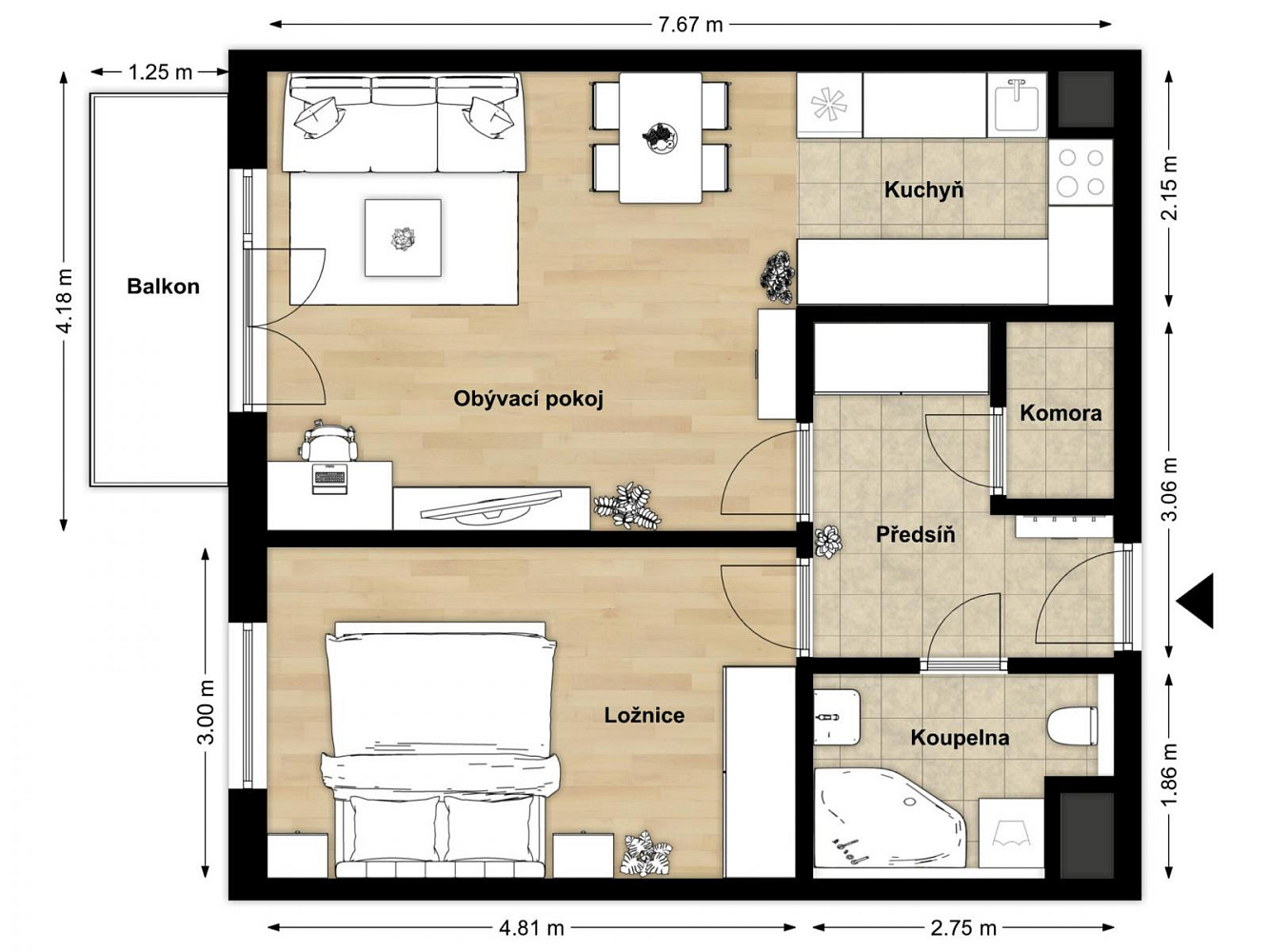 Pronájem bytu 2+kk 53 m² – fotografie 4