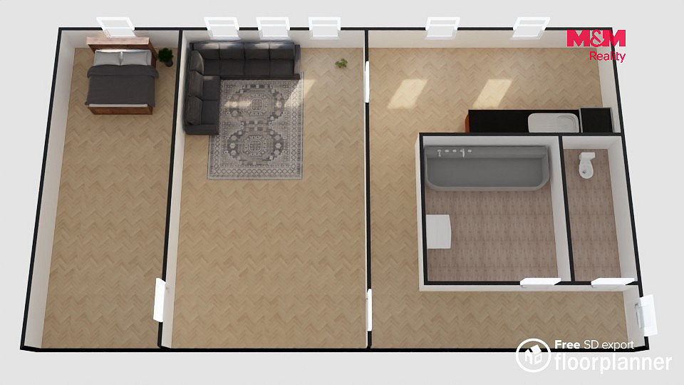 Pronájem bytu 2+1 42 m² – fotografie 4
