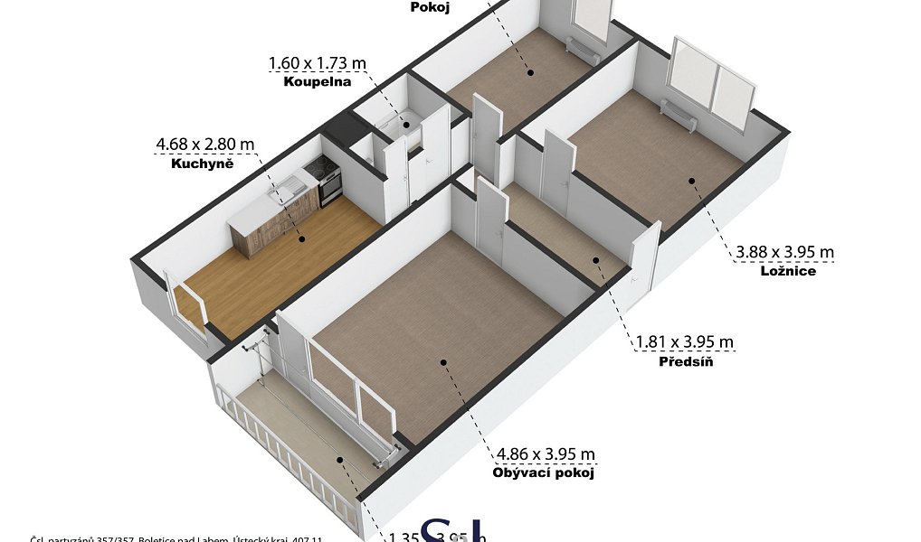 Prodej bytu 3+1 75 m², Děčín – náhled fotky 2