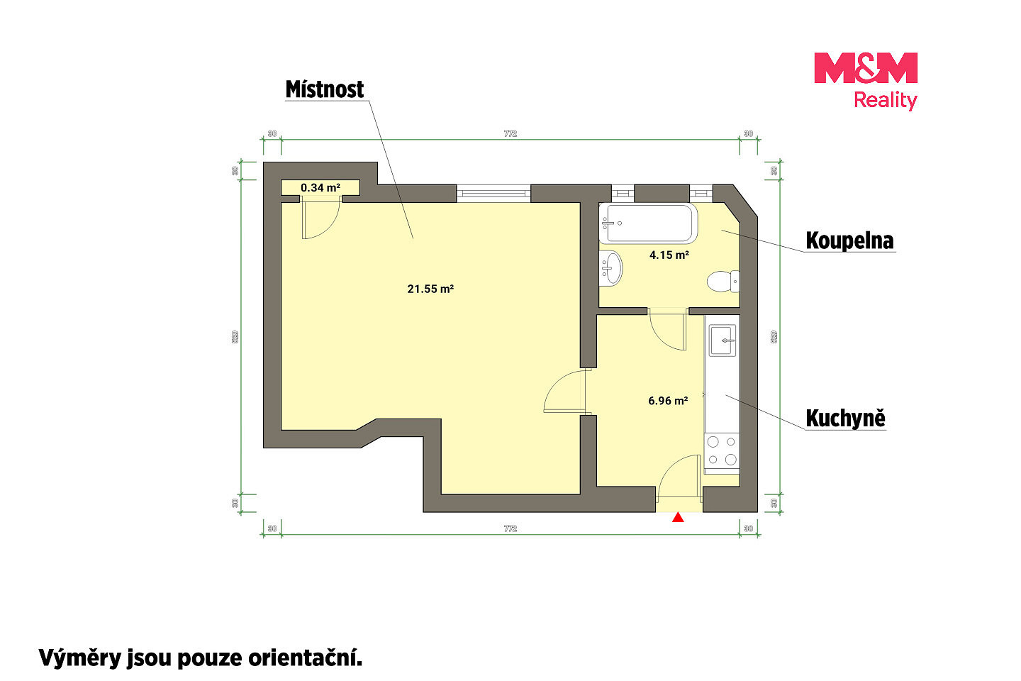 Pronájem bytu 1+kk 33 m² – fotografie 3