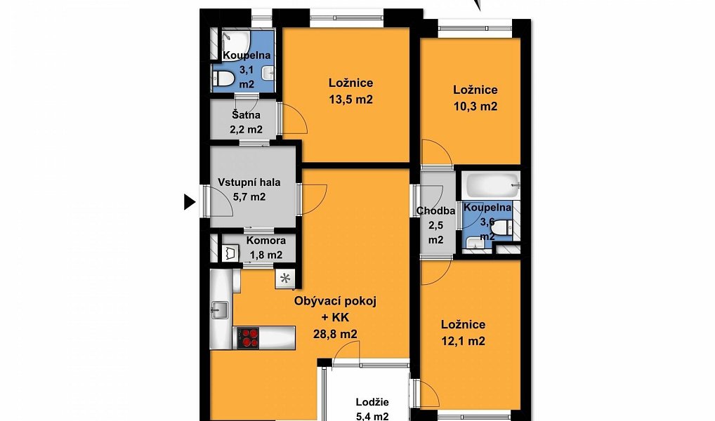 Pronájem bytu 4+kk 84 m², Velký Osek – náhled fotky 2