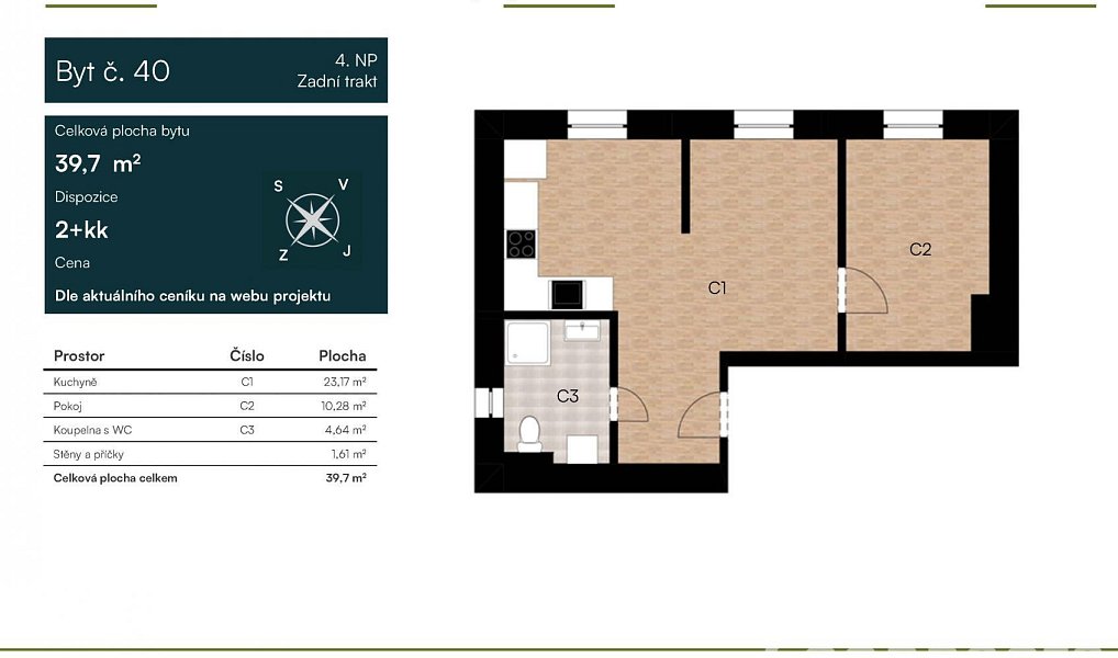 Pronájem bytu 2+kk 40 m², Přerov – náhled fotky 3