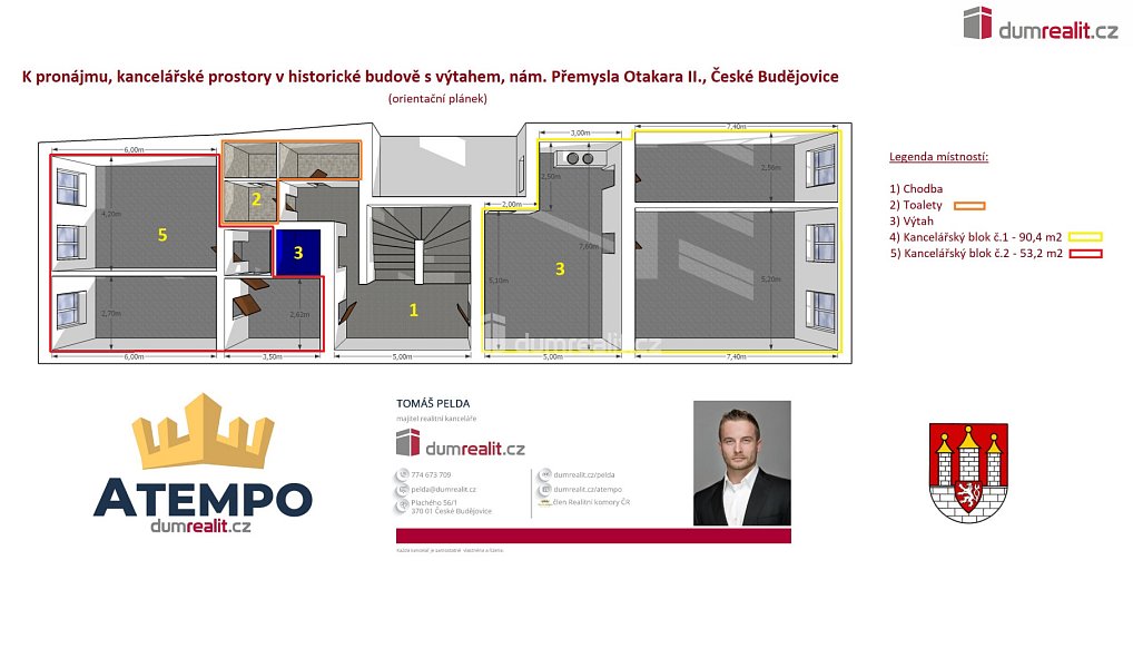Pronájem kanceláře 143 m², České Budějovice – náhled fotky 3