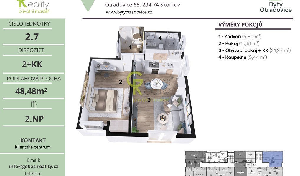 Prodej bytu 2+kk 48 m², Skorkov – náhled fotky 3