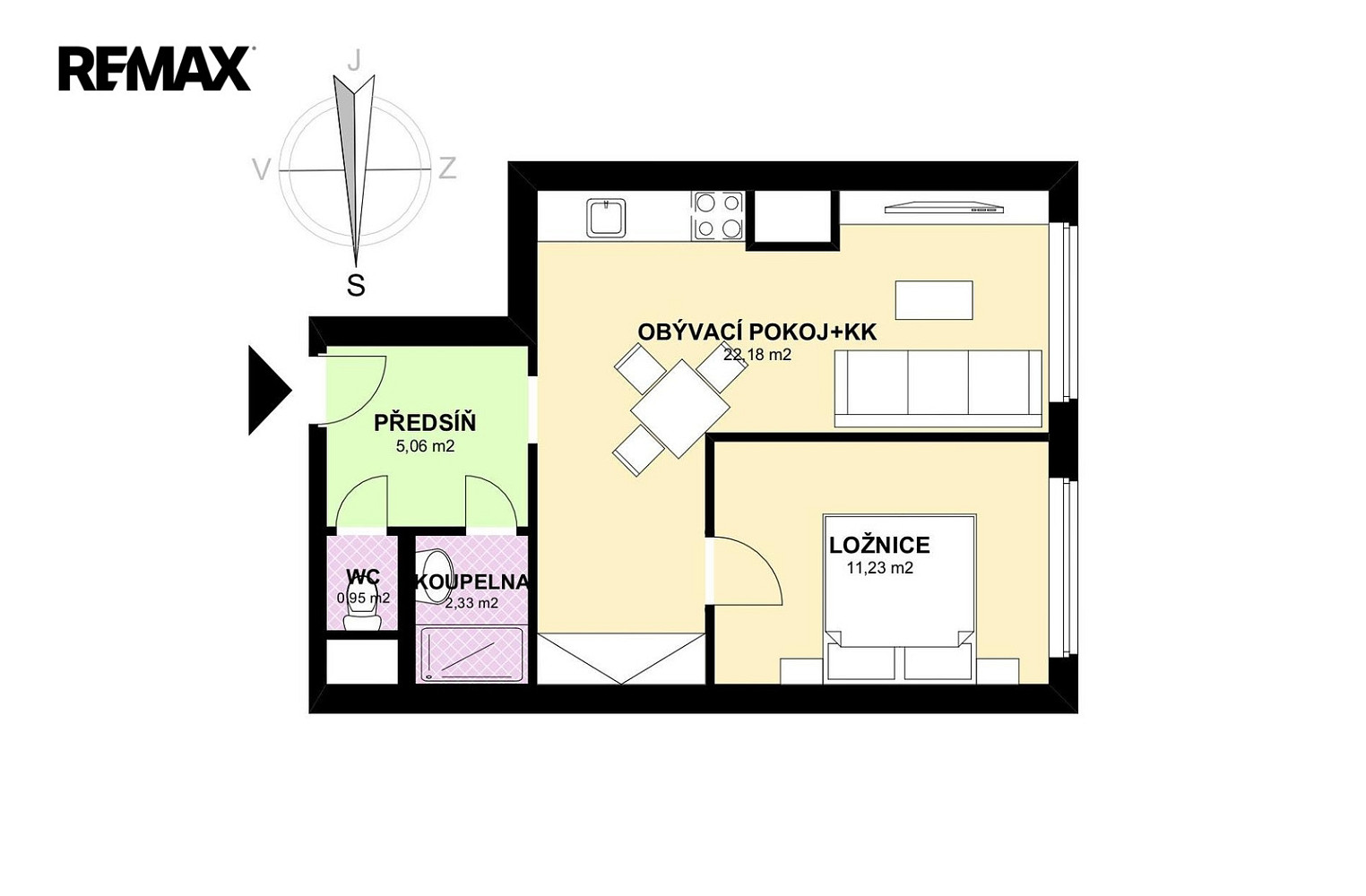 Pronájem bytu 2+kk 49 m² – pohled 4