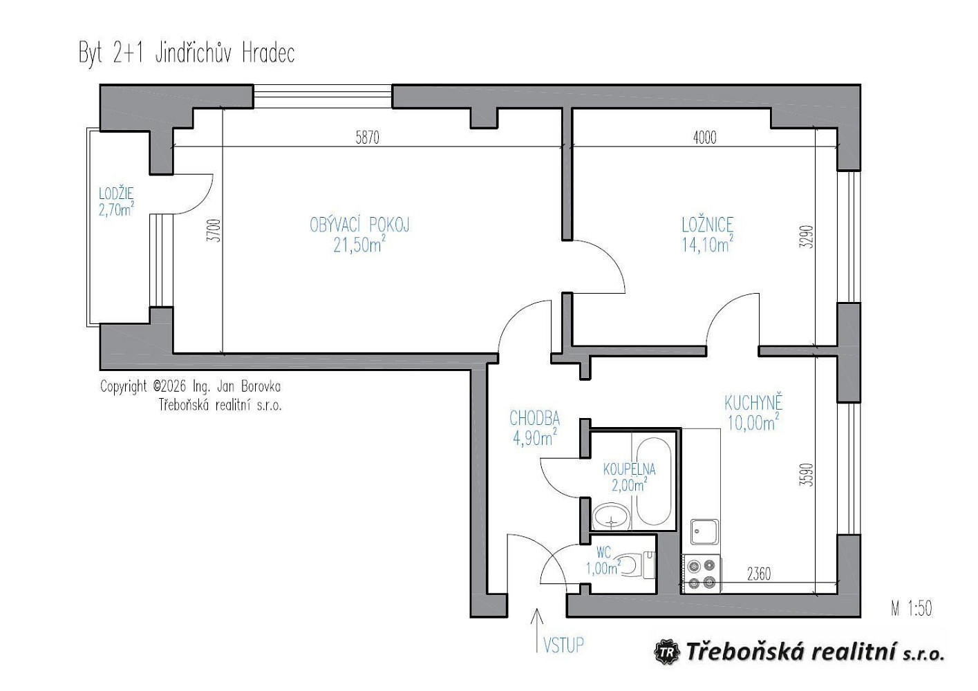 Pronájem bytu 2+1 55 m² – fotografie 2