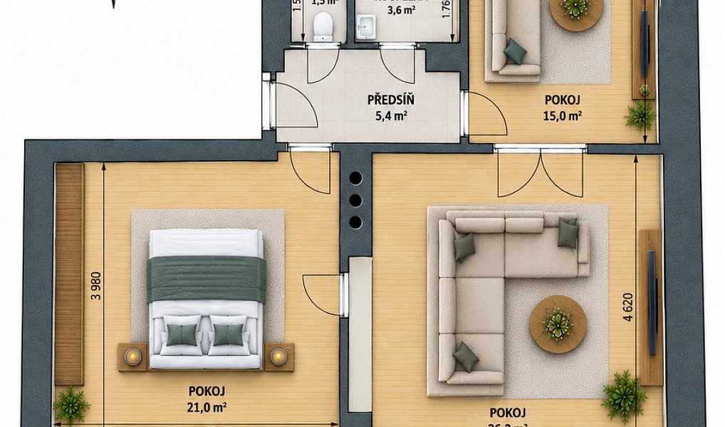 Prodej bytu 2+1 64 m², Hobšovice – náhled fotky 13