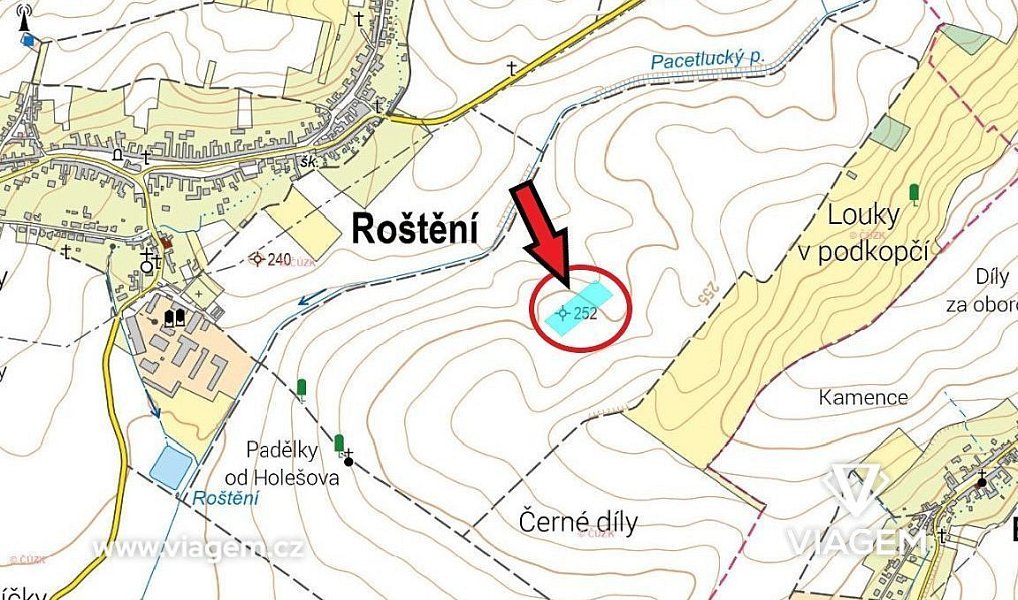 Prodej pole 1 196 m², Roštění – náhled fotky 3