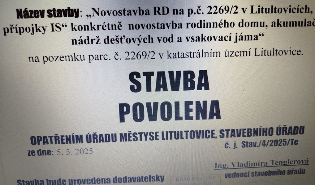Prodej stavebního pozemku 620 m², Litultovice – náhled fotky 9