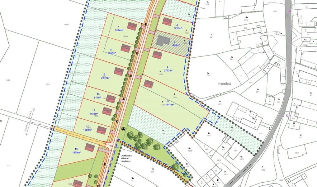 Prodej stavebního pozemku 1 791 m², Malovice – náhled fotky 3