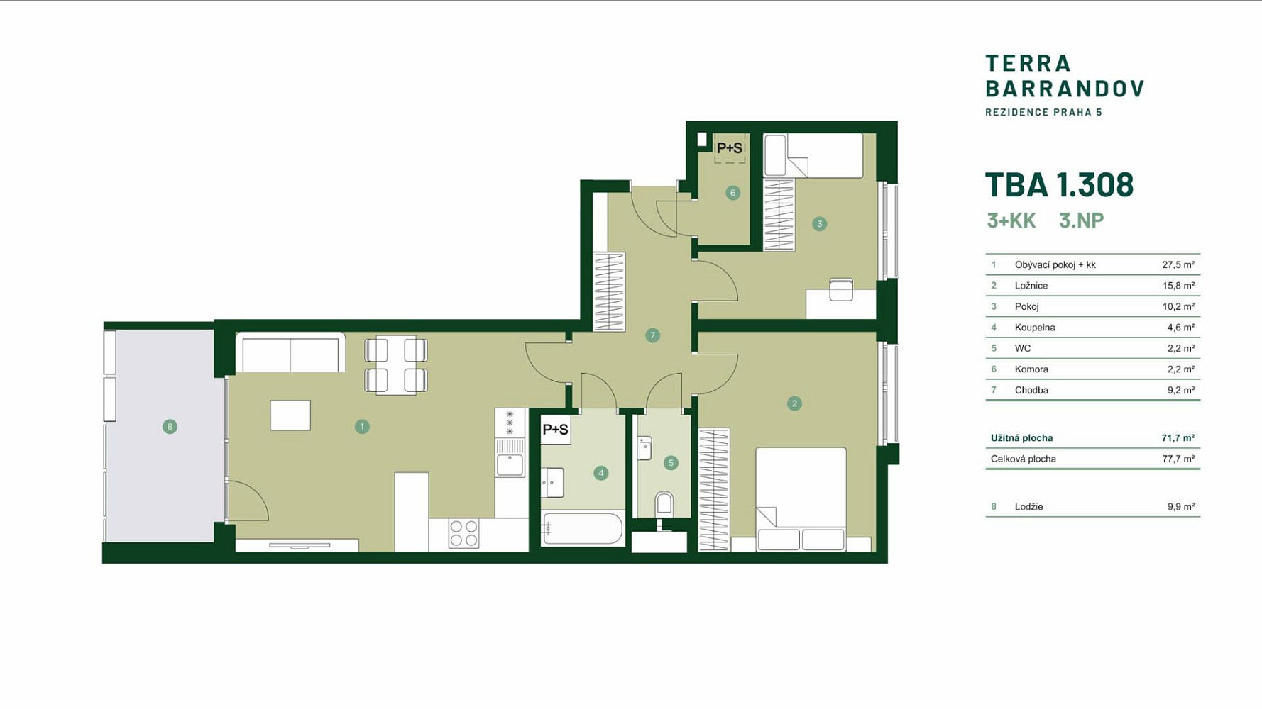 Prodej bytu 3+kk 72 m² – pohled 2