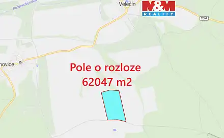 Prodej pole 62 047 m², Velečín, okres Plzeň-sever