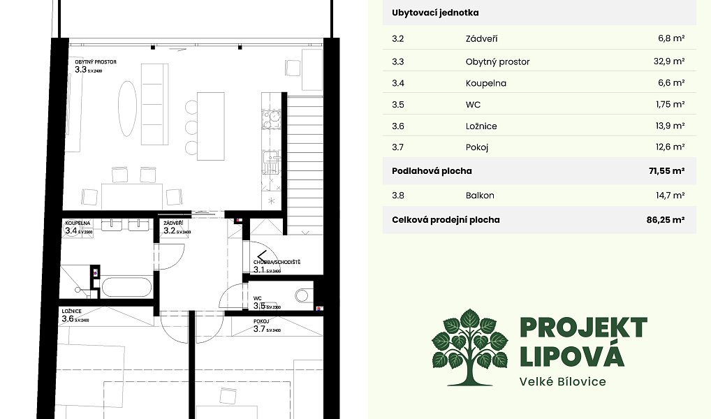 Prodej bytu 3+kk 72 m², Velké Bílovice – náhled fotky 7