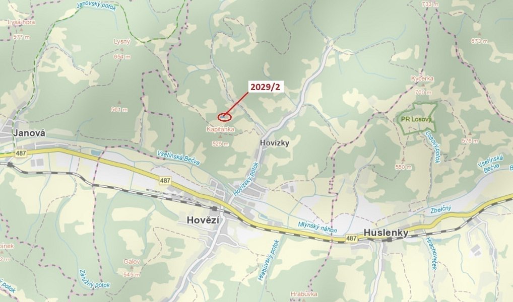 Dražba lesa, 788 m², Vsetín, Hovězí