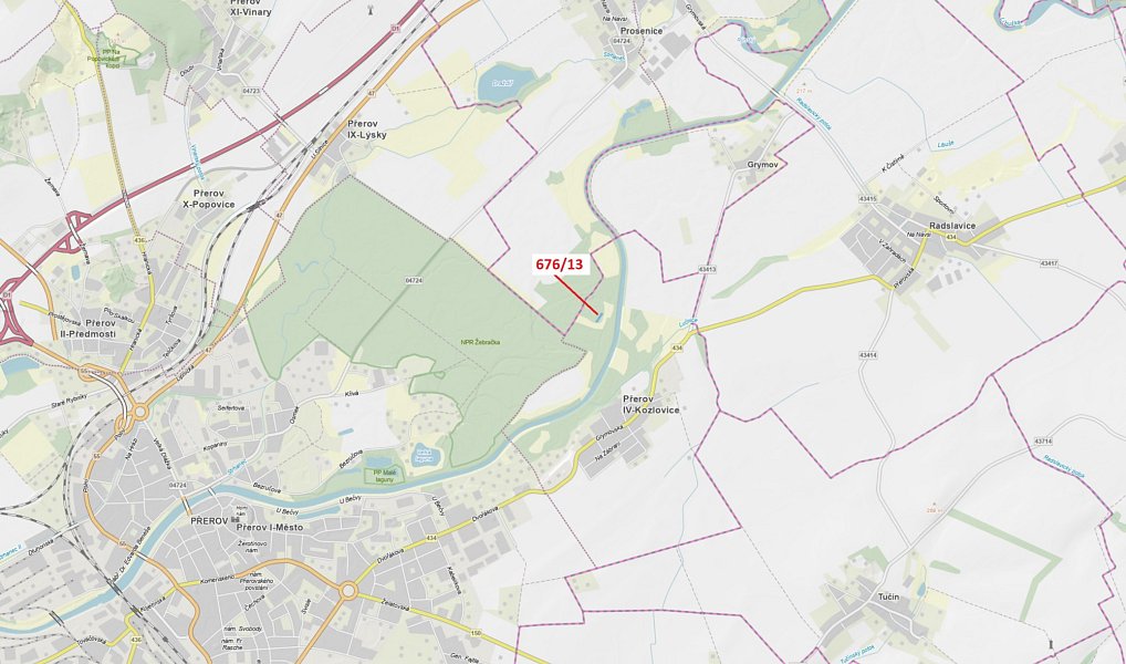 Dražba lesa, 1000 m², Přerov, Grymov