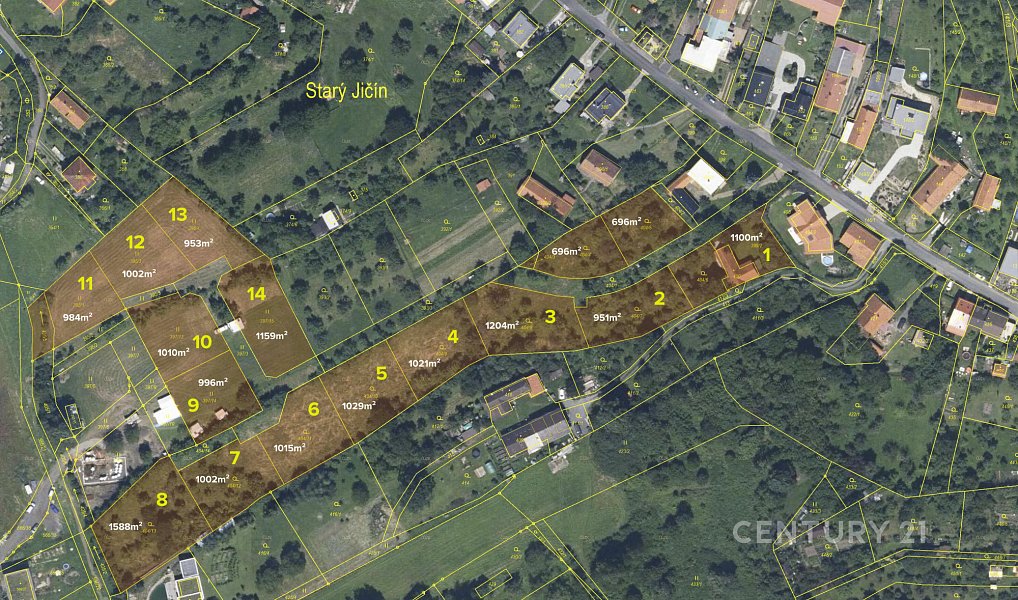 Prodej stavebního pozemku 1 204 m², Starý Jičín – náhled fotky 2