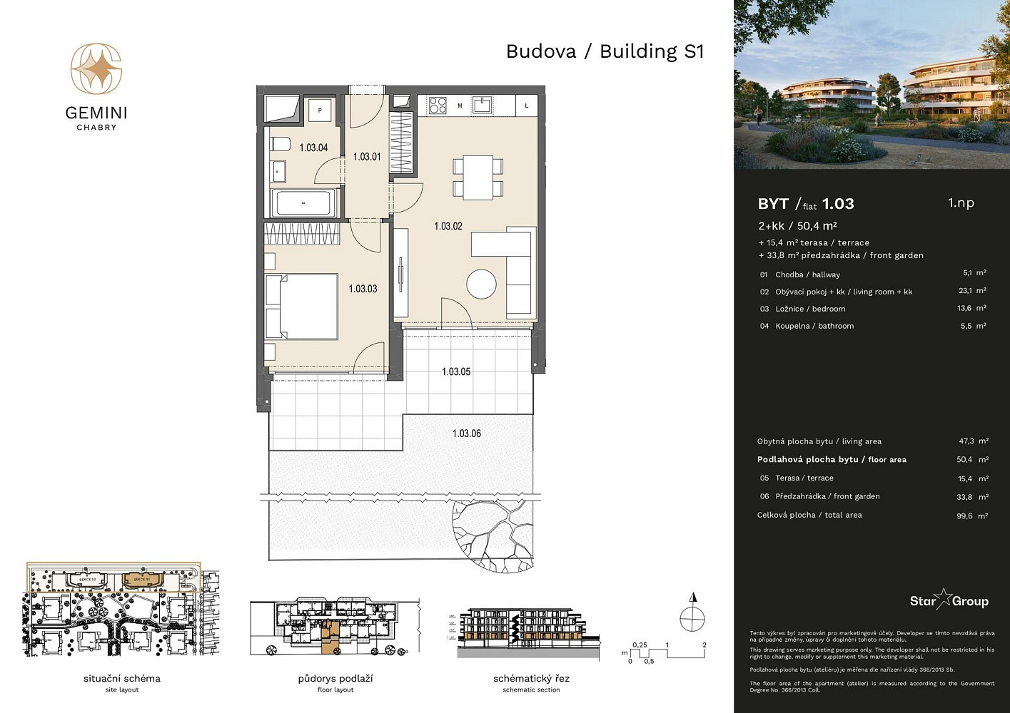 Prodej bytu 2+kk 50 m² – fotografie 2
