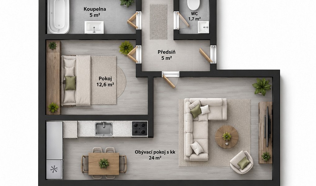 Pronájem bytu 2+kk 48 m², Říčany – náhled fotky 9