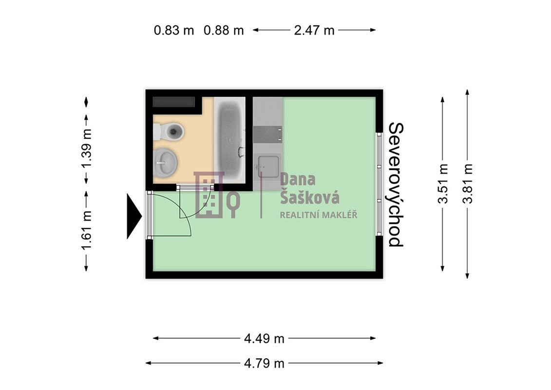 Pronájem bytu 1+kk 16 m² – fotografie 5