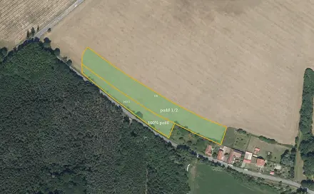 Prodej pole 7 613 m², Žiželice - Hradišťko II, okres Kolín