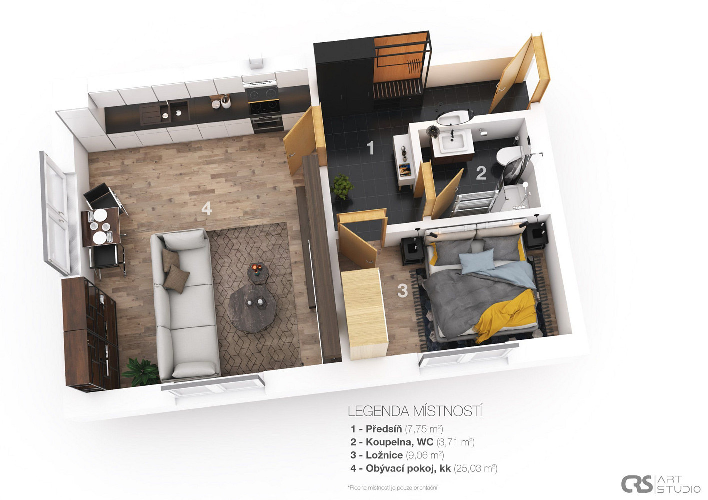 Pronájem bytu 2+kk 47 m² – fotografie 3