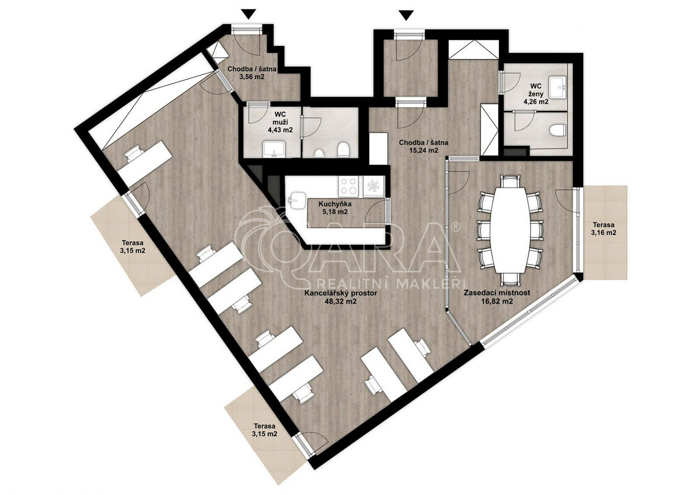 Pronájem kanceláře 96 m² – fotografie 3