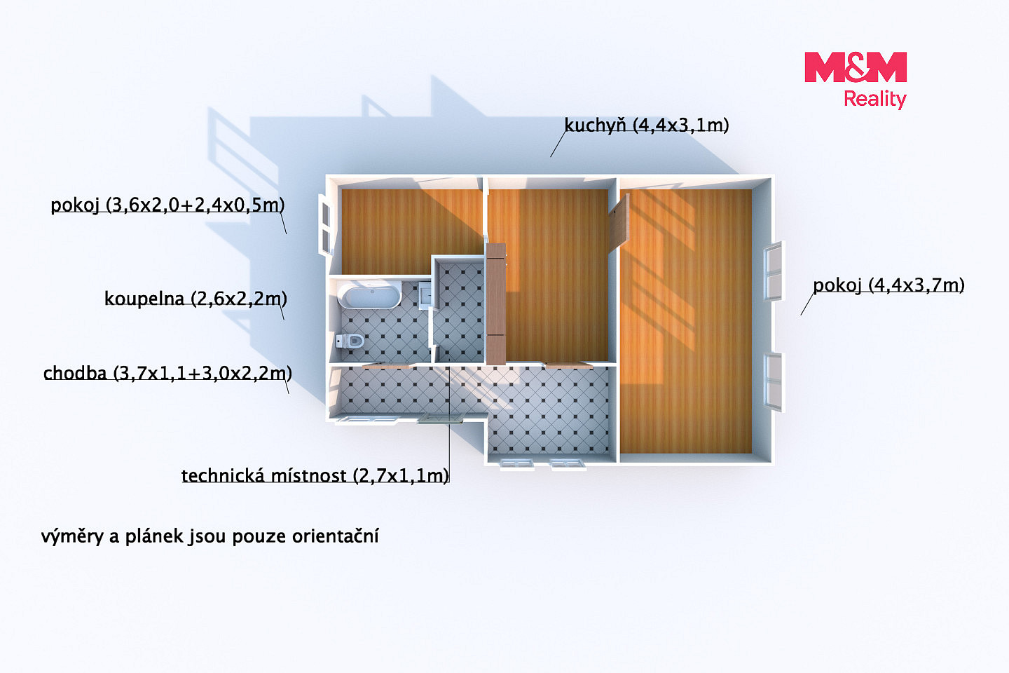 Pronájem bytu 2+1 58 m² – fotografie 3